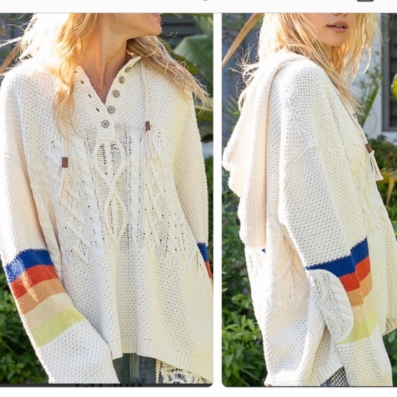 POL Hooded Sweater with Colorful Stripes NWT - Picture 12 of 12